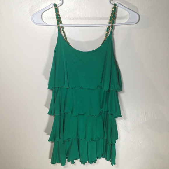 Green Cable & Gauge Layered Tank Top, Small - ST73 - Picture 2 of 4